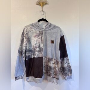 Carhartt Patchwork Camo Hoodie Pullover Gray Brown Workwear